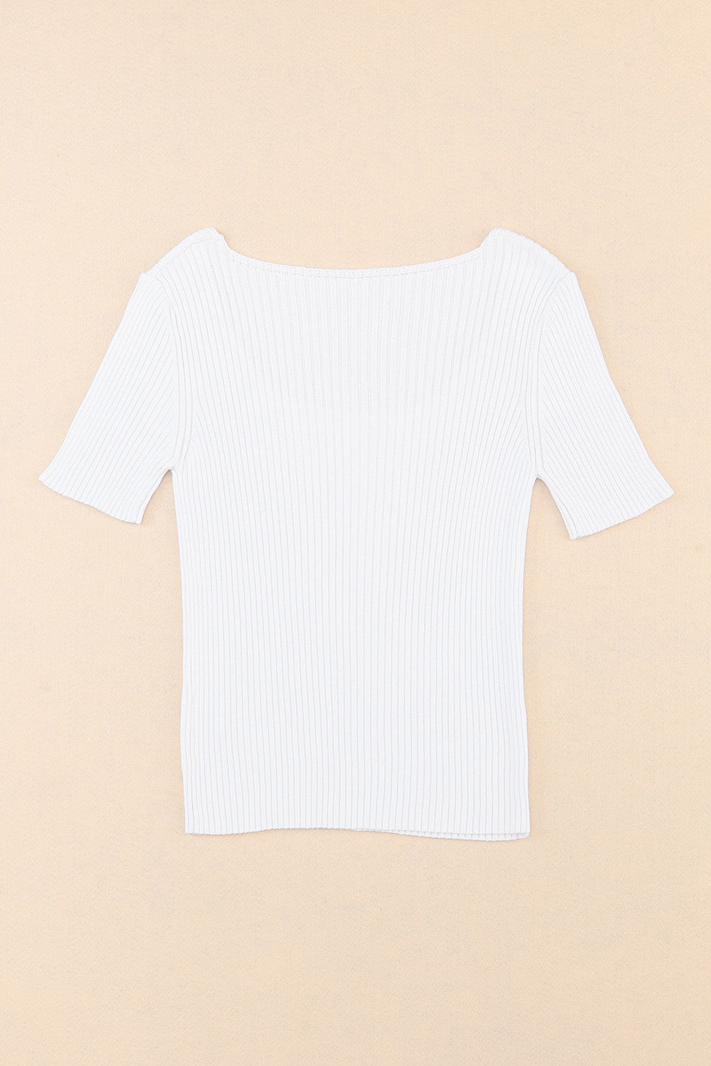 Ribbed Square Neck Short Sleeve Top