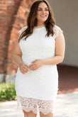 Plus Size Lace Cap Sleeves Bodycon Midi Dress