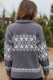 Western Geometric Printed Quarter Zip Pullover Sweater