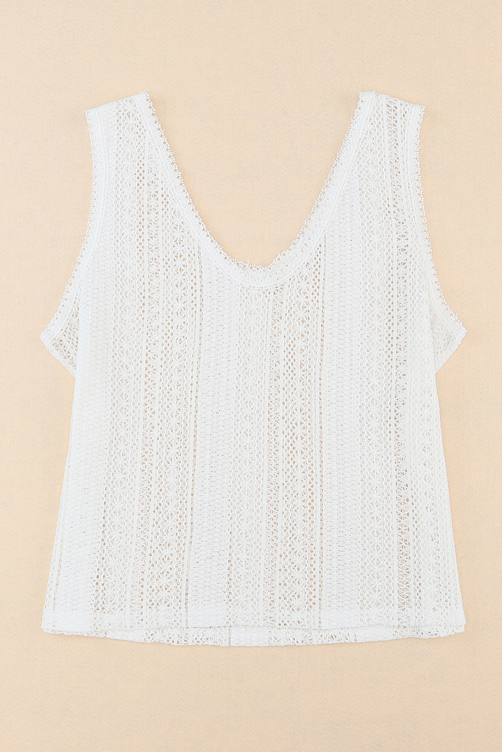 Lace Crochet Open Back U Neck Tank Top