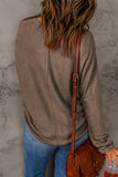 Red Solid Color Patchwork Long Sleeve Top