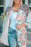 Leopard Floral Mixed Print Wide Sleeves Kimono