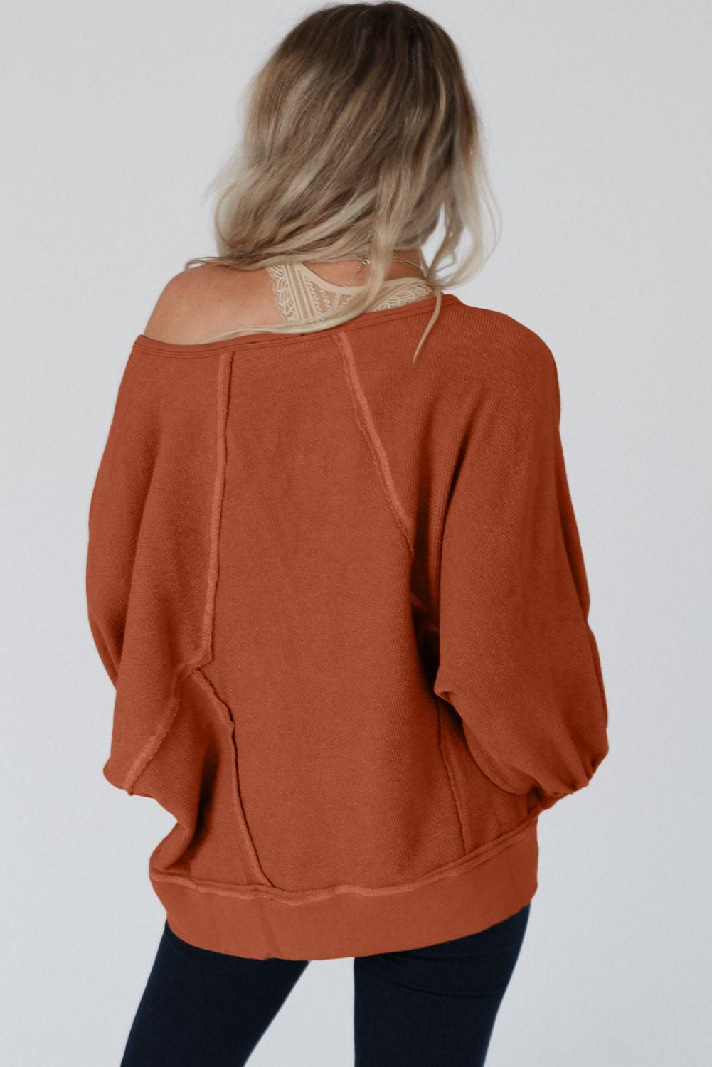 Exposed Seam Patchwork Dolman Sleeve Top