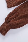 Solid Color Lantern Sleeve Knitted Sweater