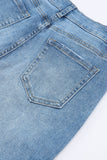 High Waist Buttoned Distressed Flared Jeans