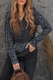 Color Block Leopard Long Sleeves Hoodie