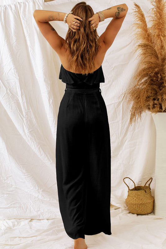 Ruffled Bandeau Wide Leg Jumpsuit