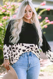 Leopard Color Block Long Sleeve Top