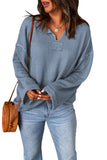 purple Waffle Knit Loose Long Sleeve Top