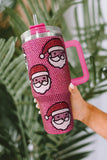 Rose Red Christmas Santa Claus Diamond Thermos Cup with Straw 40oz