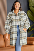 Plus Size Plaid Pocketed Side Slit Shacket