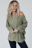 Exposed Seam Patchwork Dolman Sleeve Top