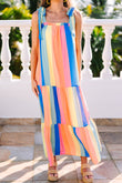 Tiered Tie Shoulder Straps Maxi Dress