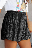 Sequin Straight Leg High Waist Casual Shorts