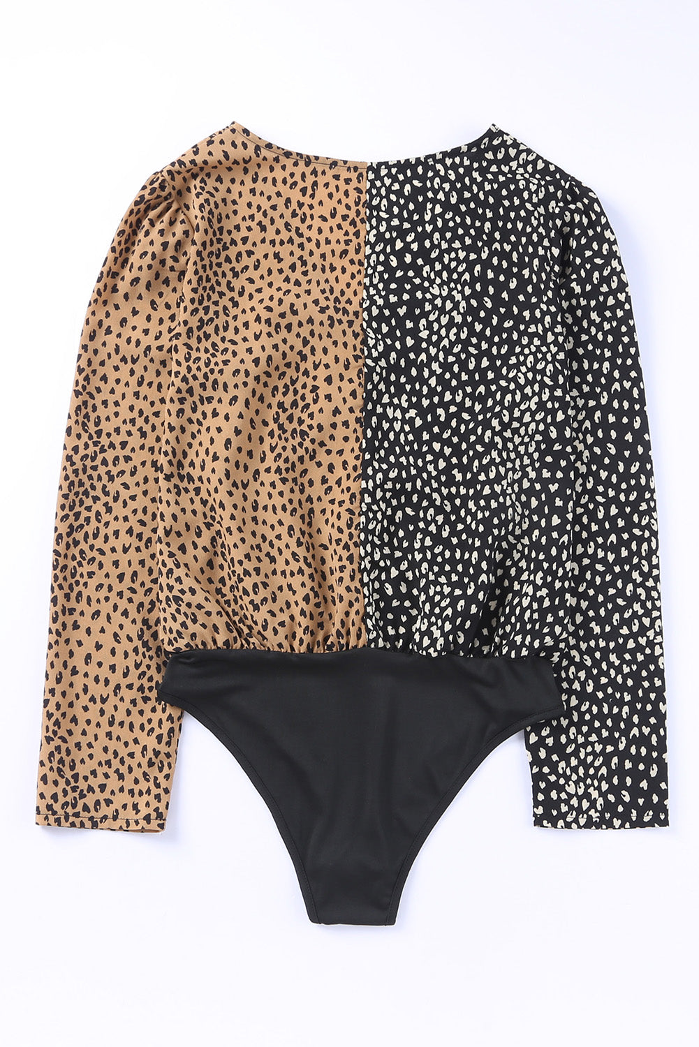 Spliced Print Wrap Long Sleeve Bodysuit