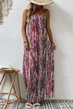 Abstract Print Adjustable Spaghetti Strap Maxi Dress