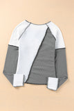 Irregular Color Block Seaming Trim Rib Knit Top