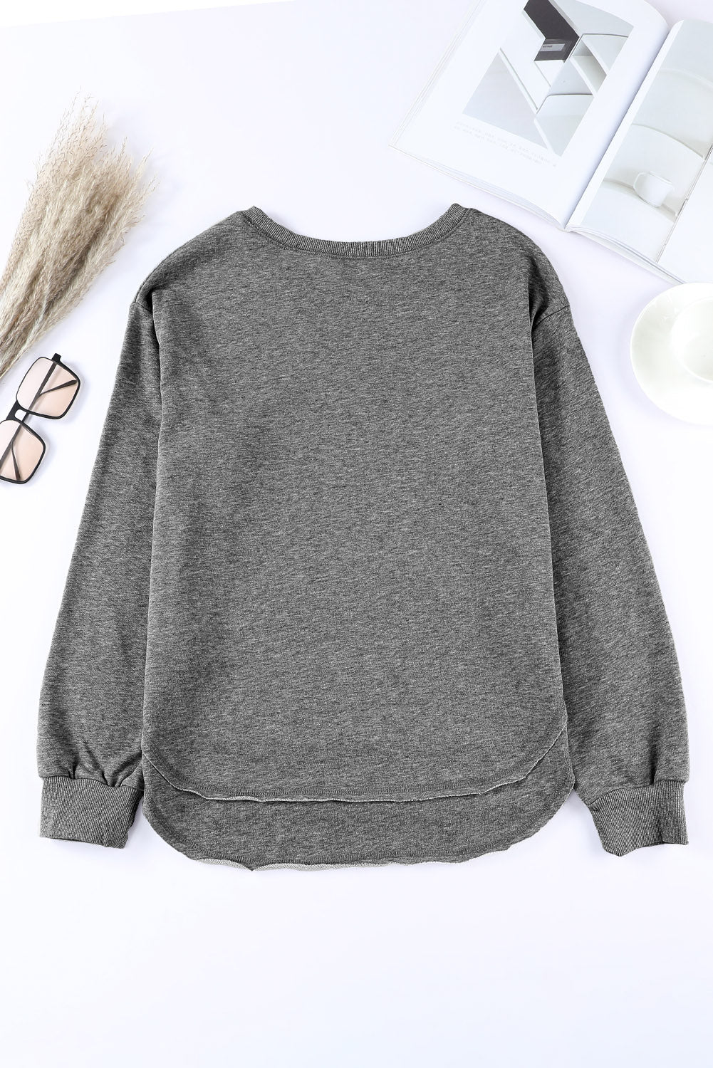 Irregular Side Slit Pullover Sweatshirt