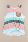 Sequin Pocket Patchwork Striped Tank Top