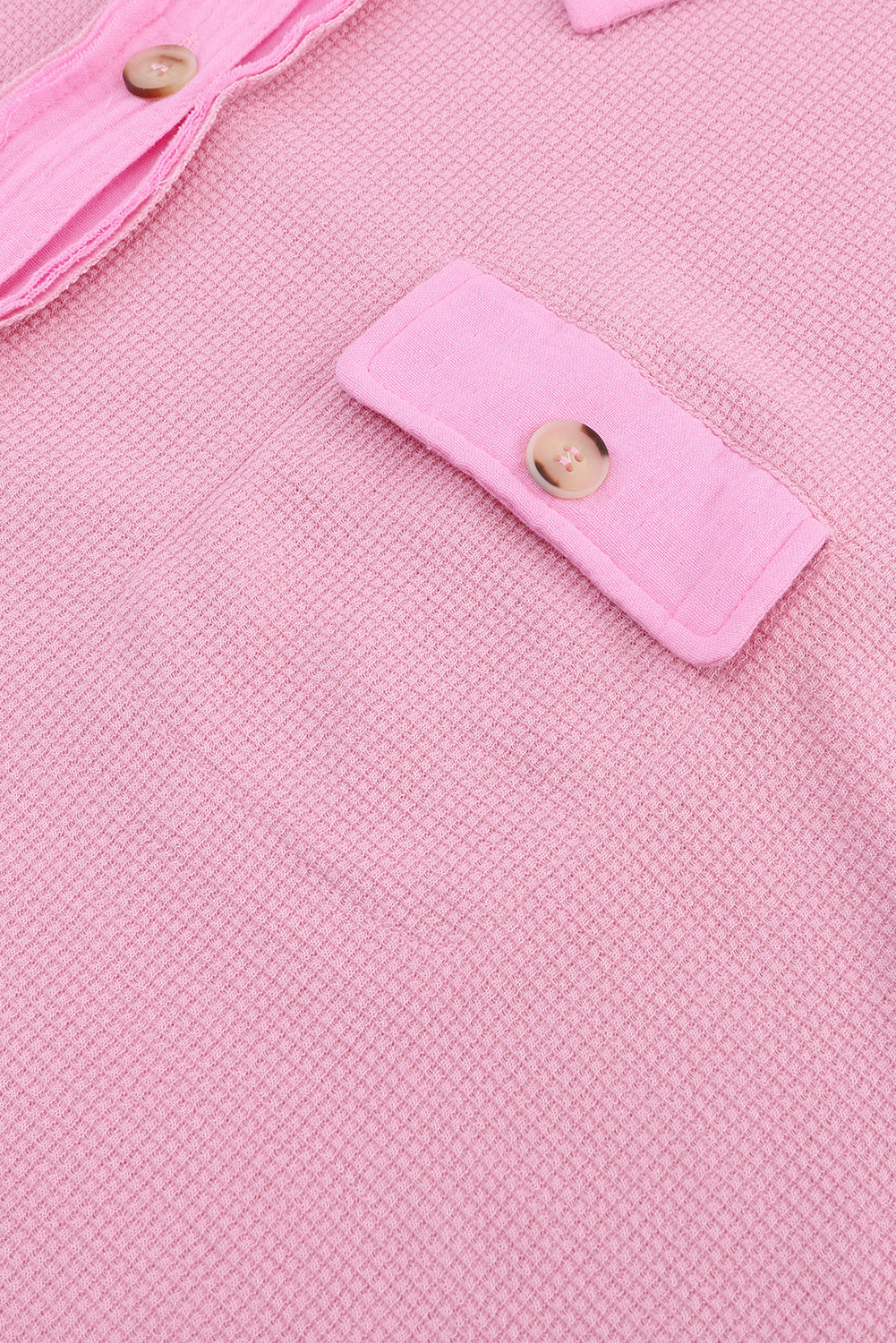 Rose - Chemise en Tricot Gaufré à Coutures Exposées Grande Taille