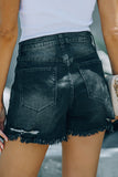 High Waist Frayed Denim Shorts