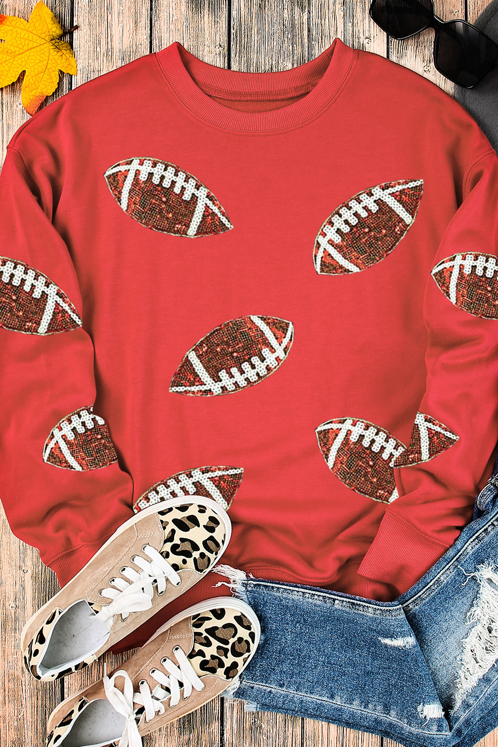 Black Sequined Rugby Graphic Open Back Sweatshirt