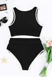 2pcs Contrast Trim Active Bikini Swimsuit