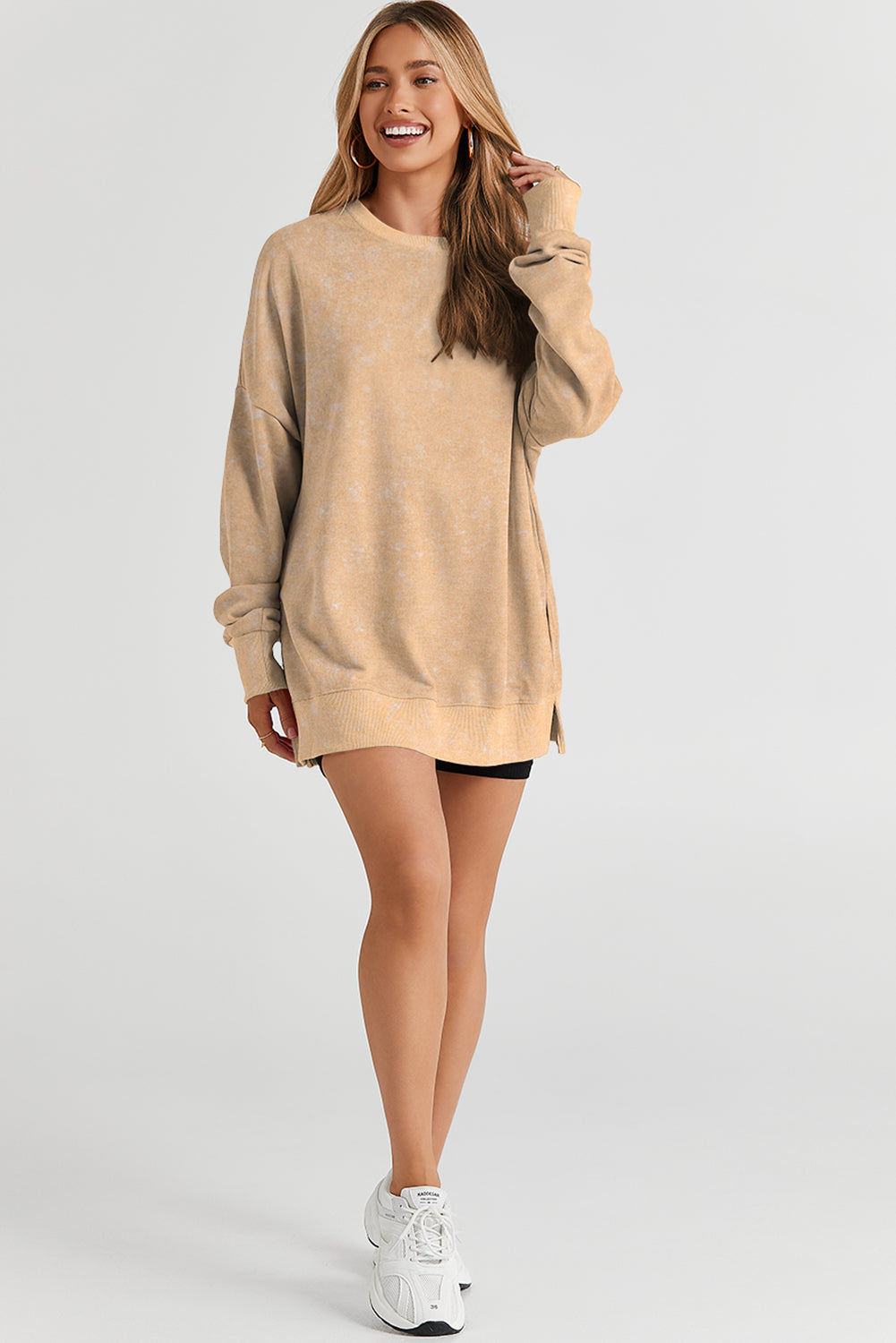 Green Drop Shoulder Ribbed Trim Oversized Sweatshirt