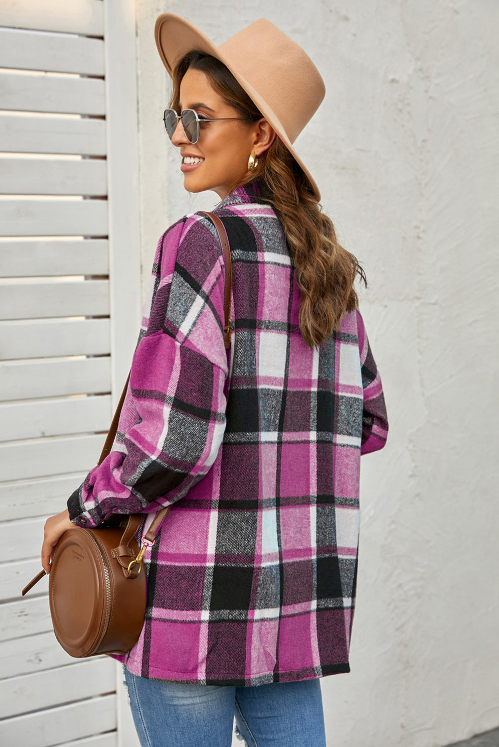 Plaid Print Buttoned Shirt Jacket