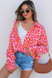 Rose Leopard Printed Button Up Loose Shirt