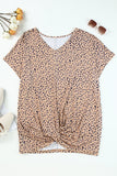 Plus Size Cheetah Print Twisted T-shirt