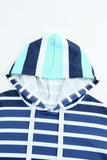 Multi Striped Drawstring Long Sleeve Hoodie