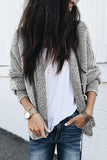 Gray Textured Knit Pocketed Duster Cardigan