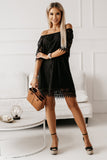 Round Neck Short Sleeve Loose Lace Dress