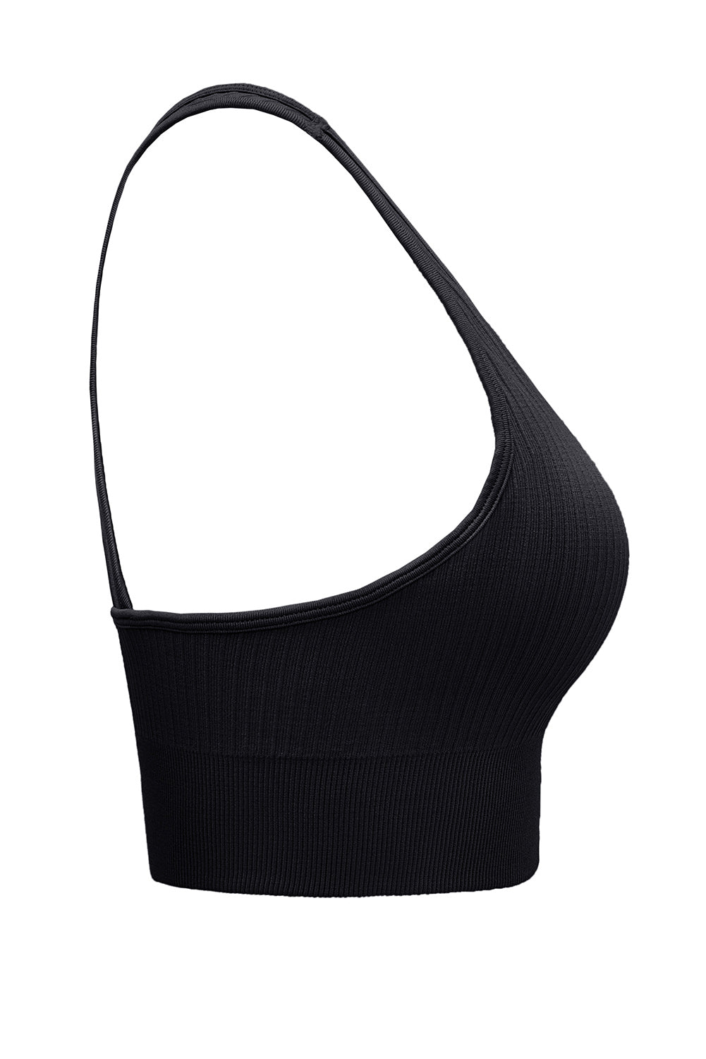 Camisole de yoga noire côtelée ajourée à dos nageur