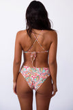 Floral Print O-ring Lace-up Backless One Piece Swimsuit