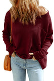 Solid Color Off Shoulder Rib Knit Sweater with Pocket