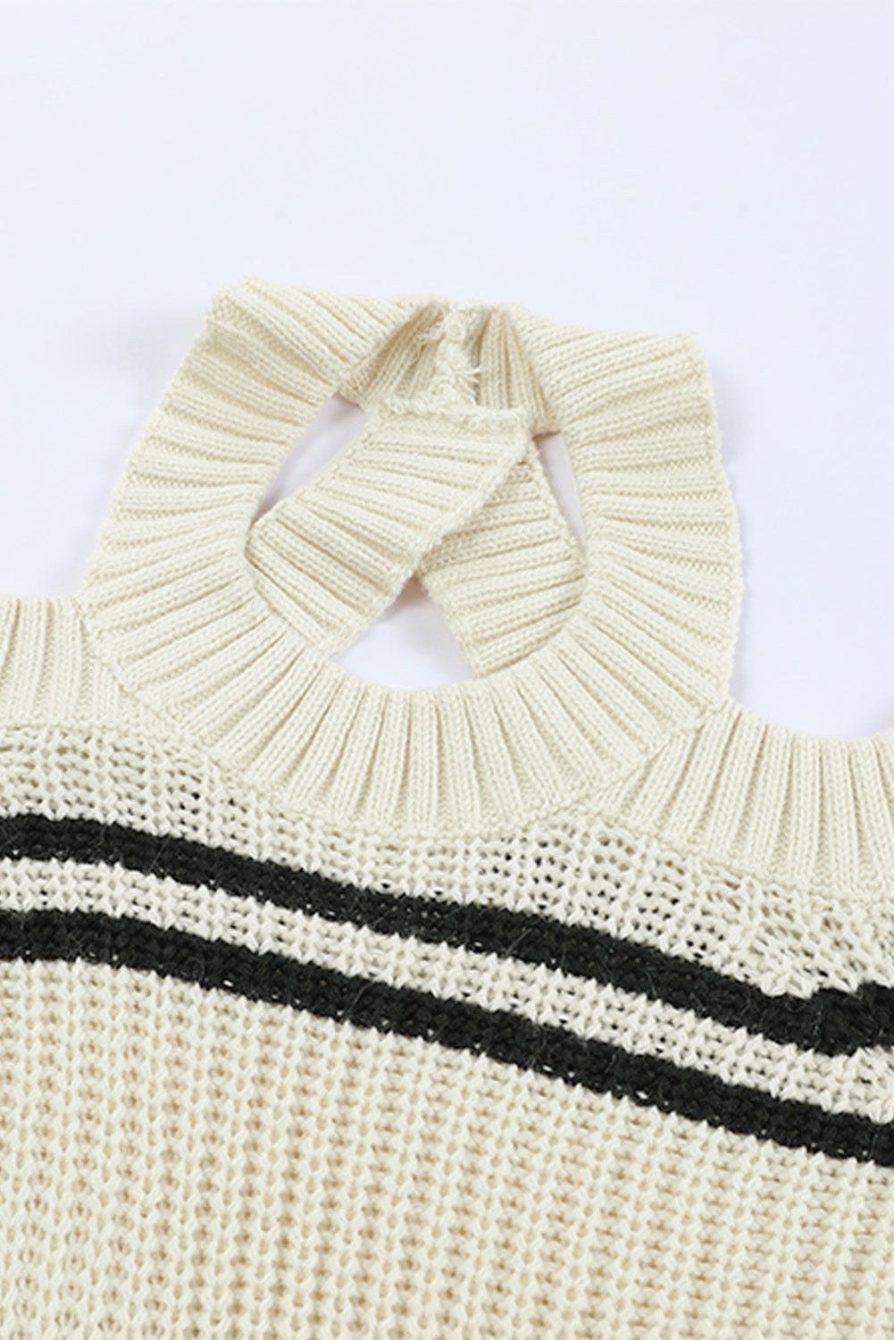 Striped Cold Shoulder Knit Sweater