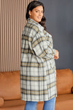 Plus Size Plaid Pocketed Side Slit Shacket