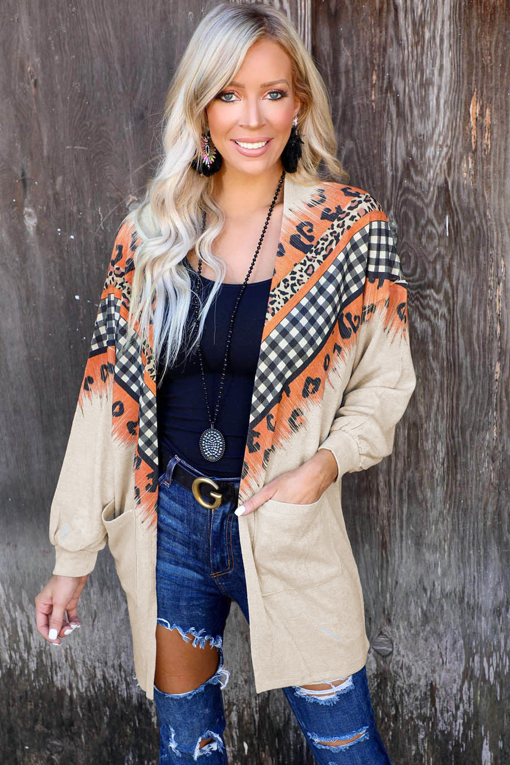 Plaid Leopard Chevron Cardigan