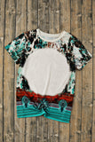 Bleached Western Print Blank Graphic T Shirt