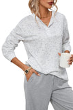 SlouchyÂ Heather Rib Knit Long Sleeve Henley Top