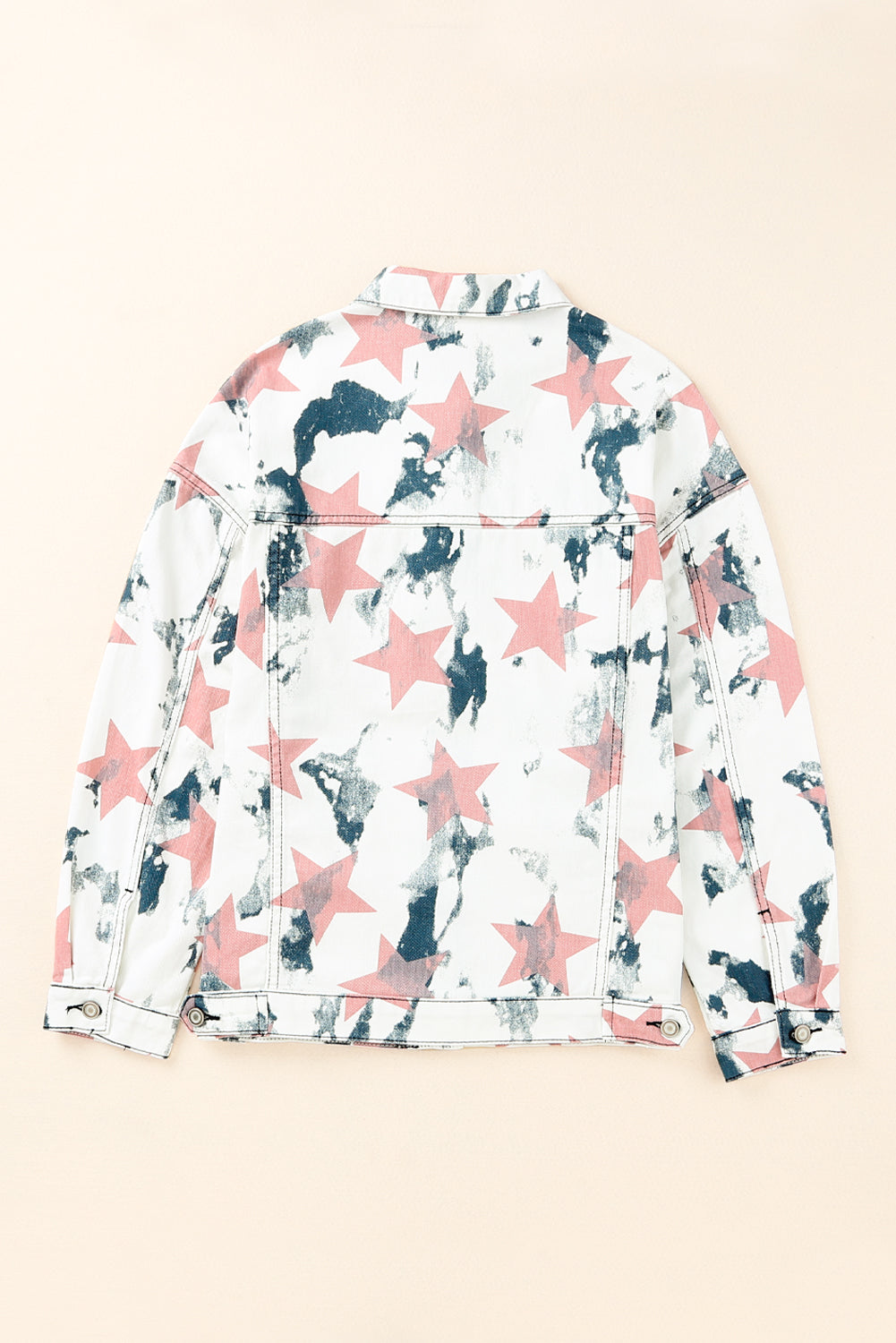 Stars Tie Dye Print Buttoned Denim Jacket