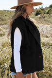 Black Sherpa Stand Collar Jacket Vest