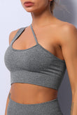 Soutien-gorge de sport asymétrique gris à une épaule