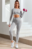 Long Sleeve Seamless Crop Smoke