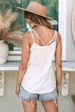 Black Eyelet Strappy Scoop-Neck Tank Top