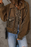 Leopard Patchwork Pocketed Sherpa Jacket