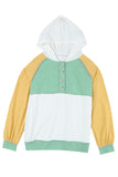 Colorblock Button Accent Pullover Hoodie