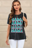 MAMA Letter Print Vintage Leopard Graphic T Shirt